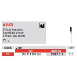 Freze Diamant Cilindru cu Margini Rotunjite FG 835KR - 5 buc. 