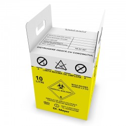 Cutie carton 10 L cu sac si colier destinata colectarii Deseurilor Medicale Infectioase(sac inclus)