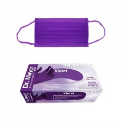 Pachet promo Manusi examinare nitril violet marimea XS + Masca medicala 4 straturi full color Mov Dr. Mayer